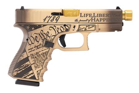 19 GEN3 9MM CUSTOM PISTOL WITH US CONSTITUTION CUSTOM LASER ENGRAVING AND 4.6 I