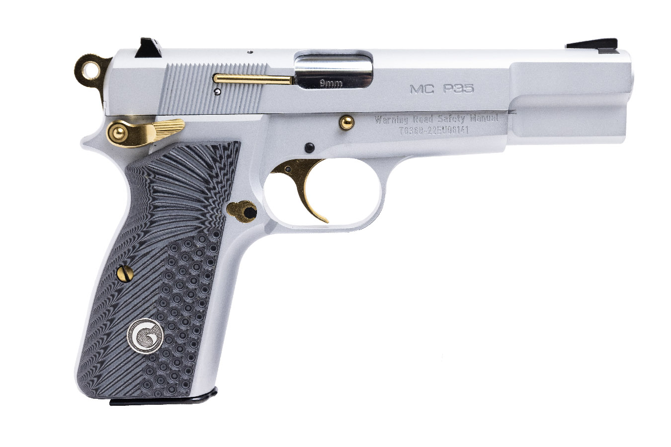 Girsan MC P35 9mm Pistol SAO Chrome with Gold Accents