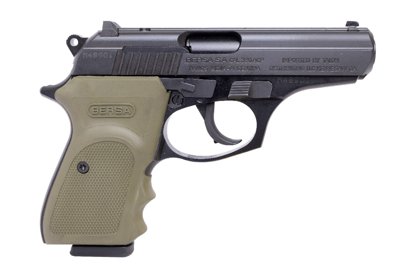 Bersa Thunder Combat 380 ACP Pistol with Green Rubber Wrap Around Grips