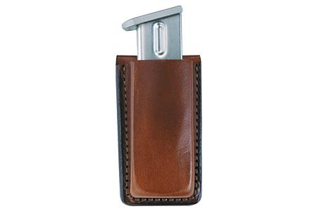 OPEN TOP MAG POUCH SINGLE TAN LEATHER BELT CLIP