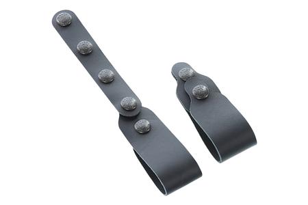 TIE DOWN SET BLACK LEATHER SNAP MOUNT