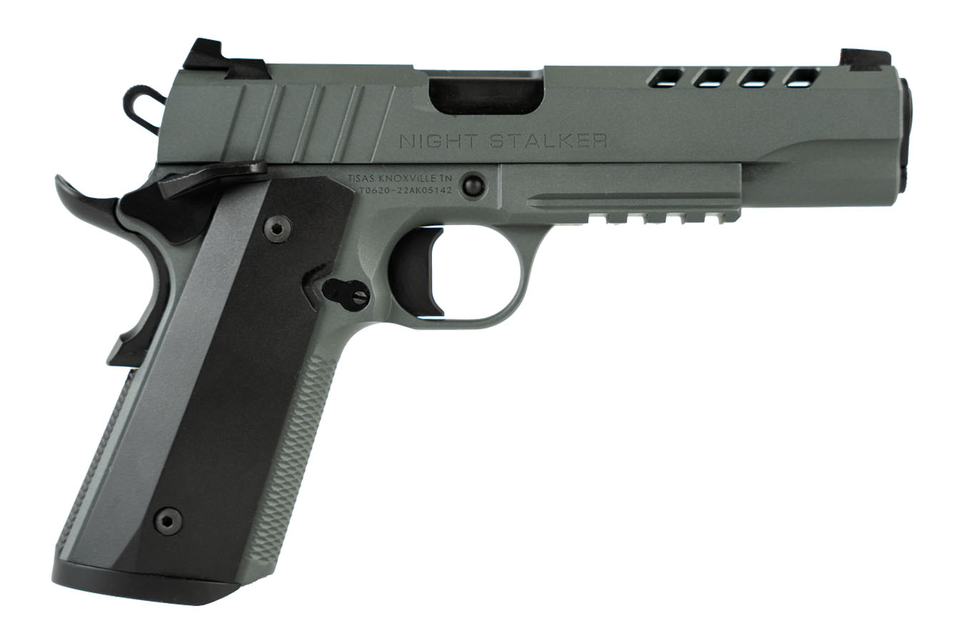 Tisas 1911 Night Stalker 45ACP Semi-Auto Pistol in Platinum Grey Cerakote