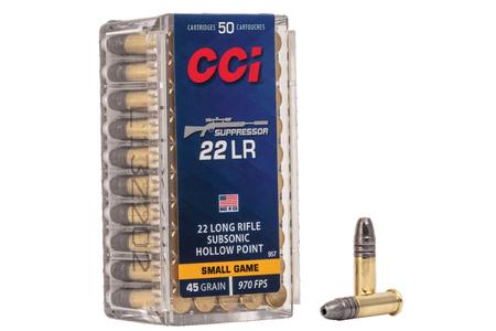 22 LR 45 GR HOLLOW POINT SUPPRESSOR