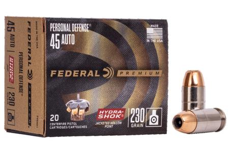 45 AUTO 230 GR HYDRA-SHOK JHP PERSONAL DEFENSE