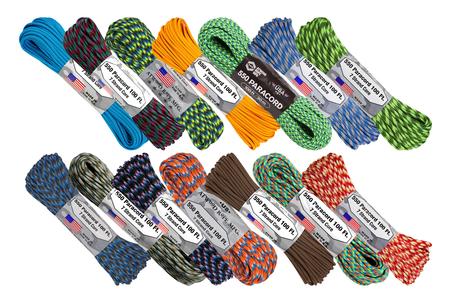 100 FT OF 7 STRAND 550LB PARACHUTE CORD MULTICOLOR