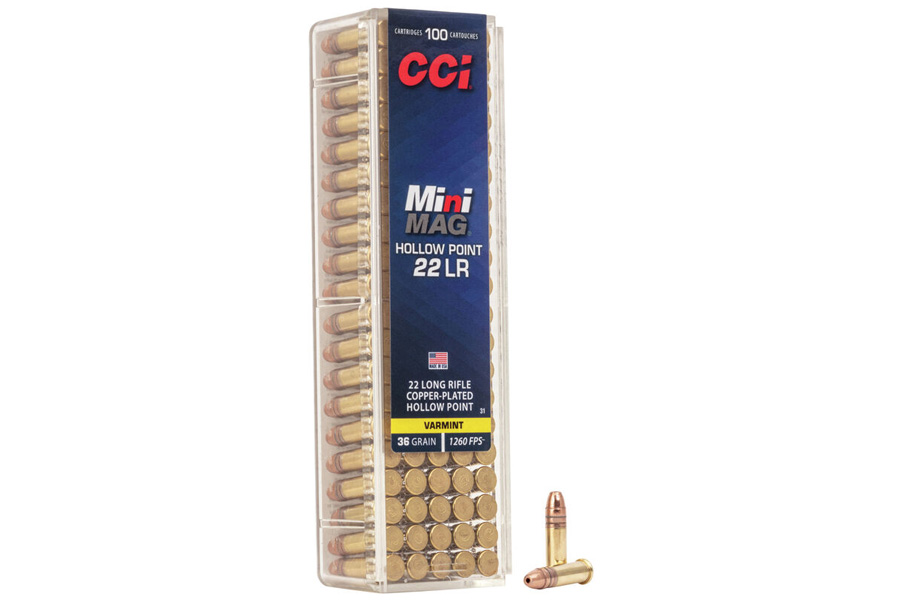 CCI 22LR 36 gr Copper Plated HP Mini-Mag Varmint 100/Box