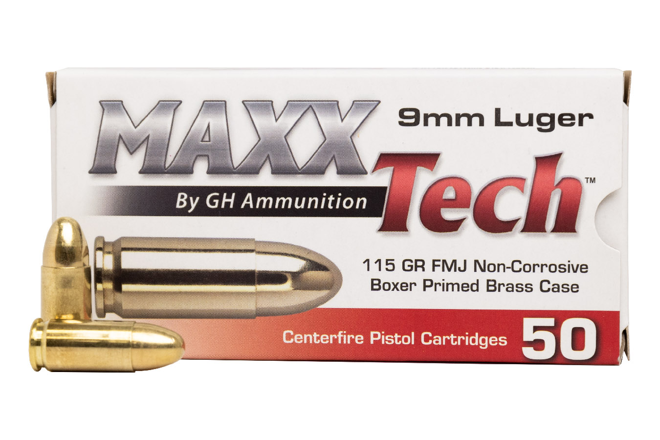 Maxx Tech 9mm Luger 115 gr FMJ Brass Case Target Ammo 50/Box