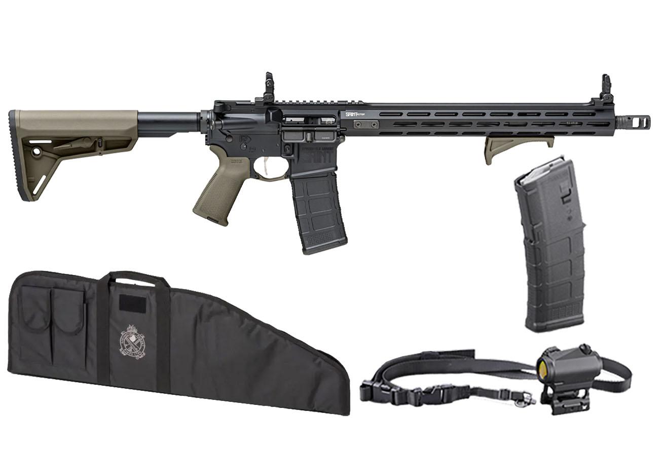 Springfield Saint Victor 5.56mm OD Green AR-15 Gear Up Rifle Package with Extra Mag, Vortex