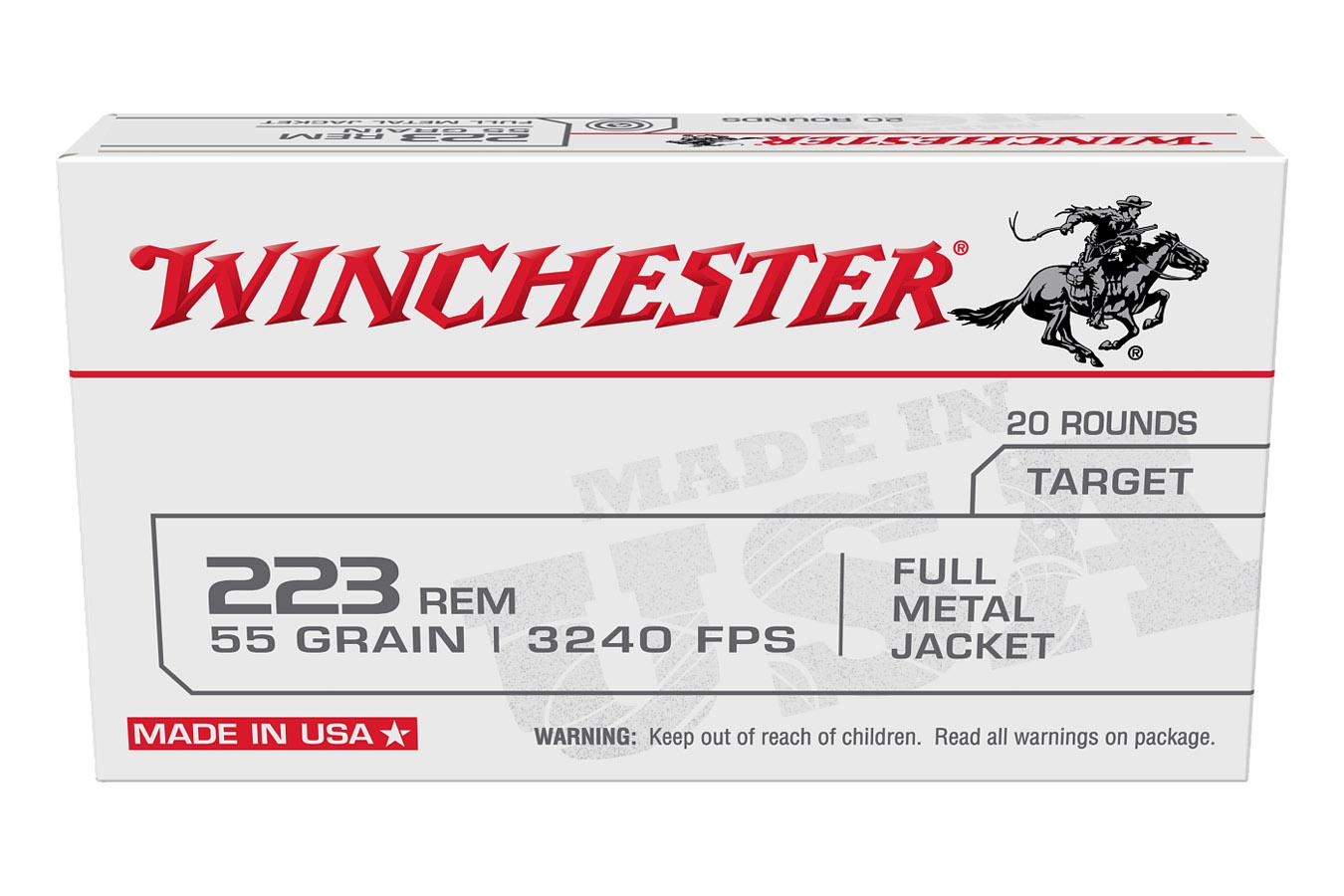 Winchester 223 Rem 55 gr FMJ Target 20/Box