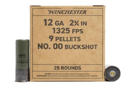 12 GAUGE 2-3/4 IN. 9 PELLETS MILITARY GRADE 00 BUCKSHOT 25/BOX