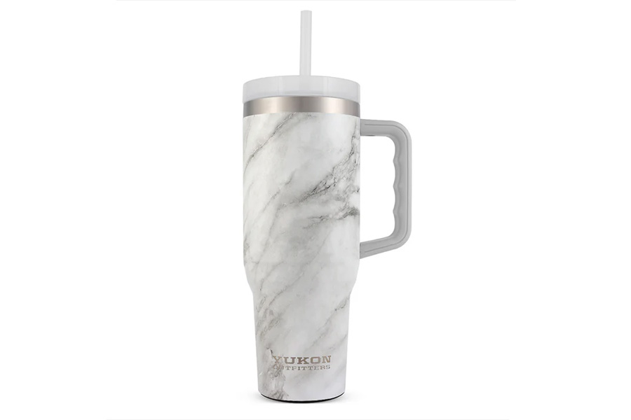 Yukon Outfitters 40 oz White Marble Tumbler with Handle