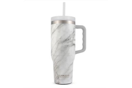 YUKON 40OZ TUMBLER WITH HANDLE WHITE MARBLE