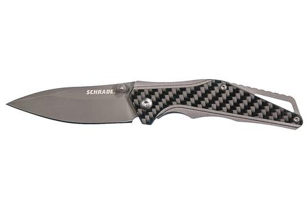 SCHRADE FOLDER 2.75IN GRAY BLADE CARBON FIBER HANDLE