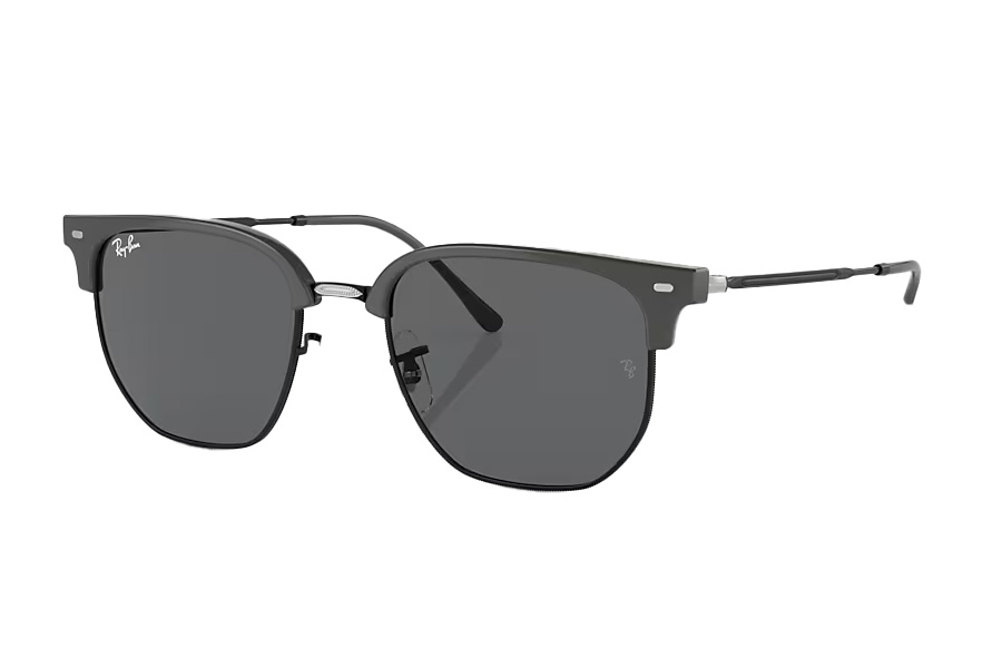 Ray-Ban Clubmaster Sunglasses - Grey on Black with Dark Grey Lenses