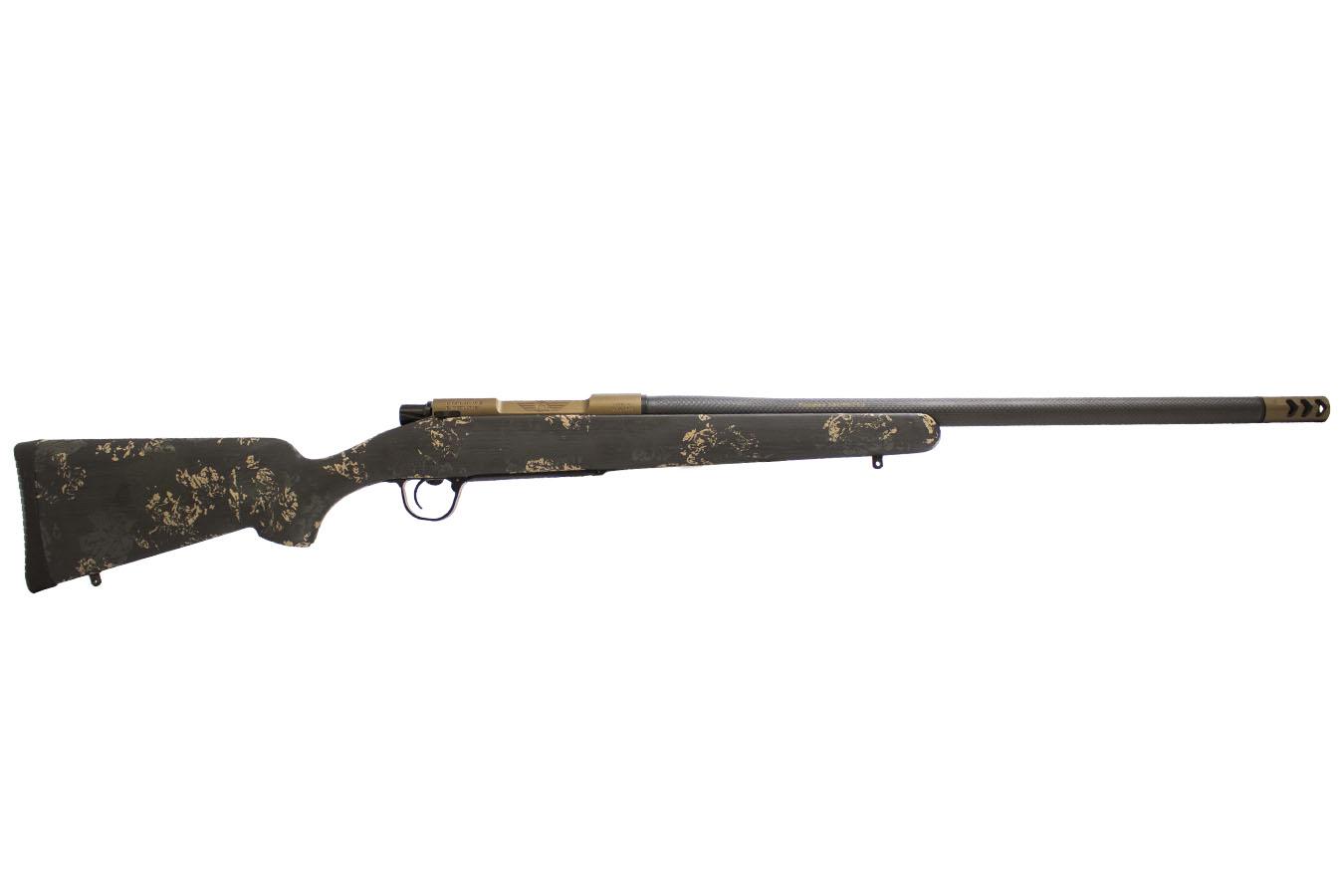 Christensen Arms Ridgeline FFT 300 PRC Left-Hand Bolt-Action Rifle with Burnt Bronze Cerakote Finish and  Carbon, Green, and Tan Stock