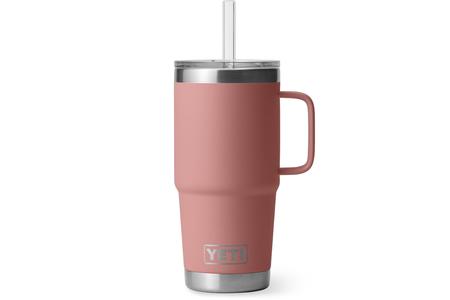 RAMBLER 25 OZ STRAW MUG SANDSTONE PINK