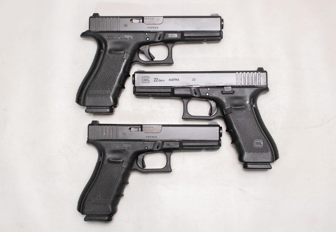 Glock 22 Gen4 40 S&W Police Trade-in Pistols with Front Accessory Rail (Fair Condition)