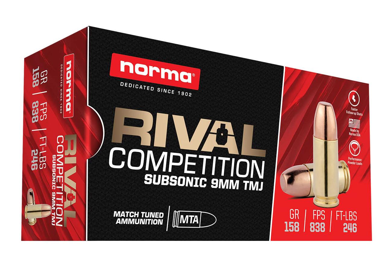 Norma 9mm 158 gr TMJ Subsonic Rival Competition 50/Box