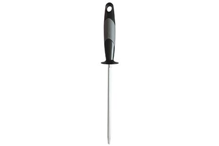 SHARPENING STEEL 9 INCH BLACK OVERMOLDED RUBBER HANDLE STEEL