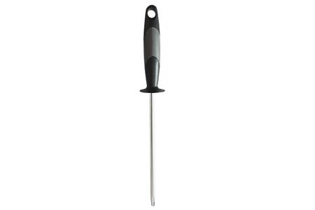 SHARPENING STEEL 9 INCH DIAMOND STEEL BLACK OVERMOLDED RUBBER HANDLE STEEL