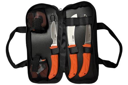 6-PIECE PROCESSING KIT, STAINLESS STEEL BLADES, NON-SLIP ORANGE GRIP, NYLON CASE