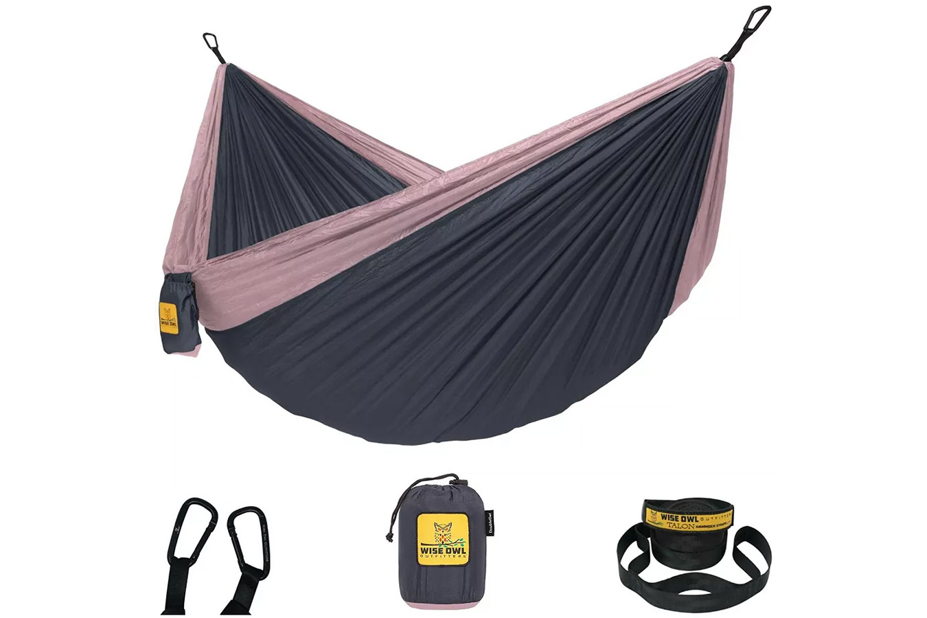 WISE OWL OUTFITTERS 2 PERSON PORTABLE HAMMOCK CHARCOAL ROSE