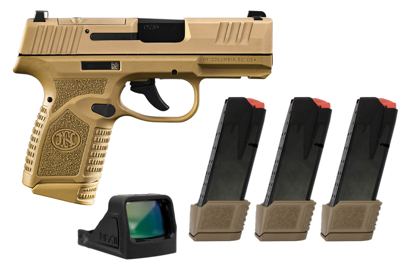 FN Reflex MRD 9mm Optic Ready Pistol w/ 4 Total Mags and Viridian Green Dot