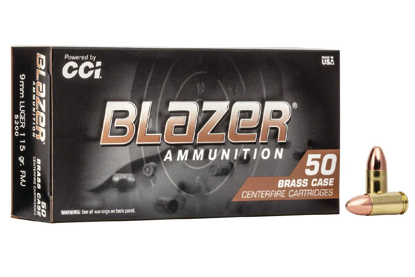 CCI AMMUNITION 9MM 115 GR FMJRN BLAZER BRASS 50/BOX