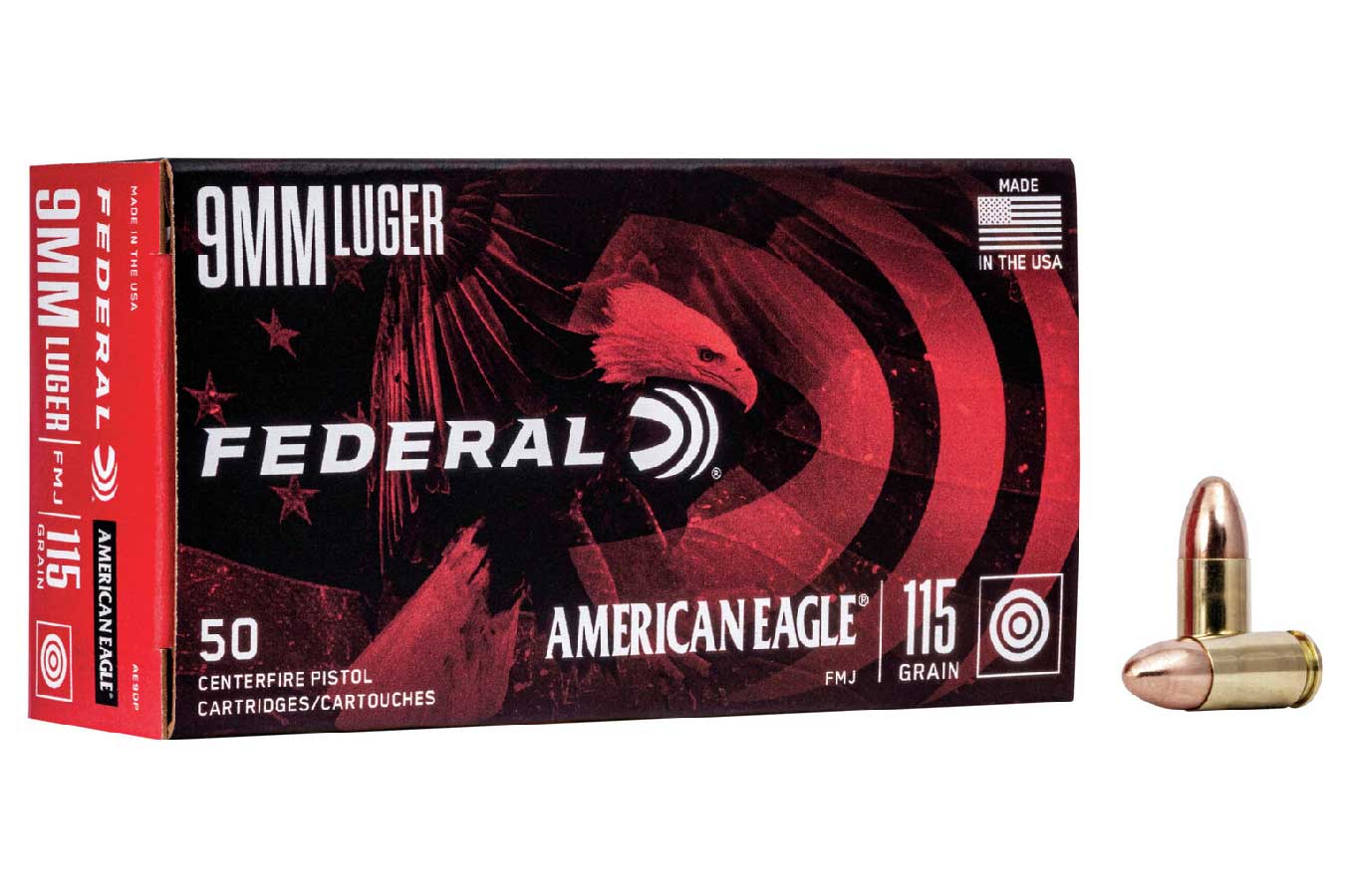 Federal 9mm Luger 115 gr FMJ American Eagle  50/Box