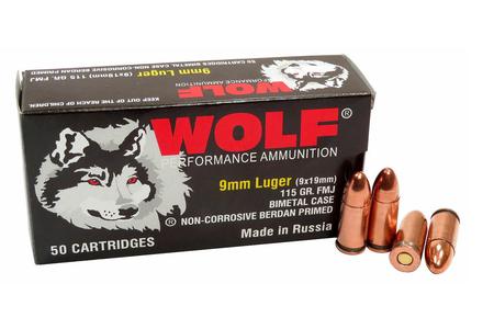 WOLF 9MM 115GR FMJ STEEL CASE