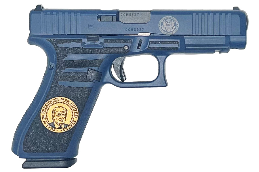 Glock 47 MOS 9mm Custom Trump Edition Pistol with Blue Finish and Presidential Seal