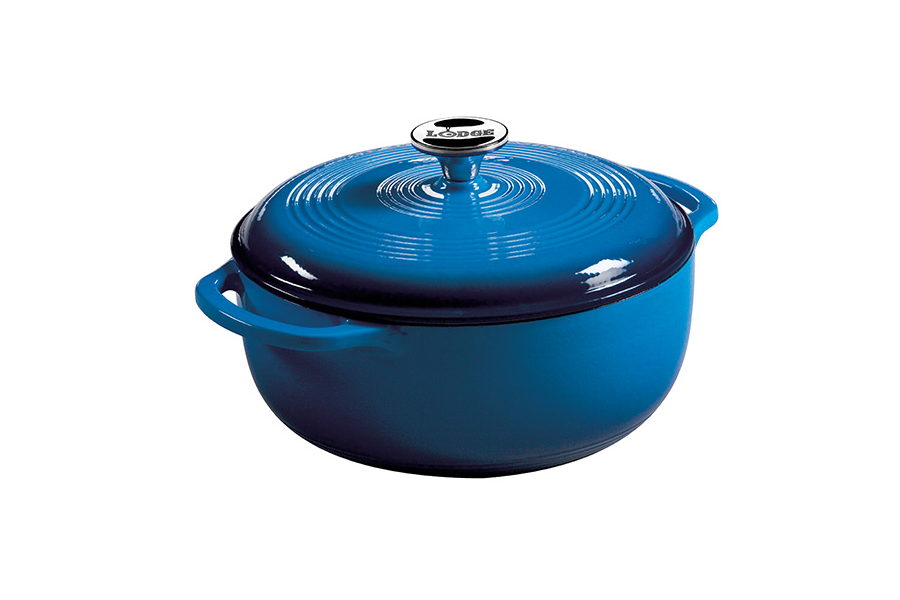 Lodge Cookware 4.5 Quart Blue Essential Enamel Cast Iron Dutch Oven