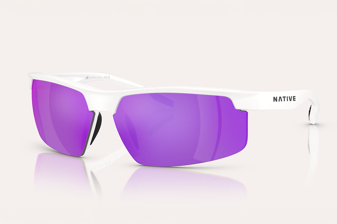 Native Eyewear Ridge-Runner Crest Satin Quartz Frame with Violet Reflex Polarized Lenses