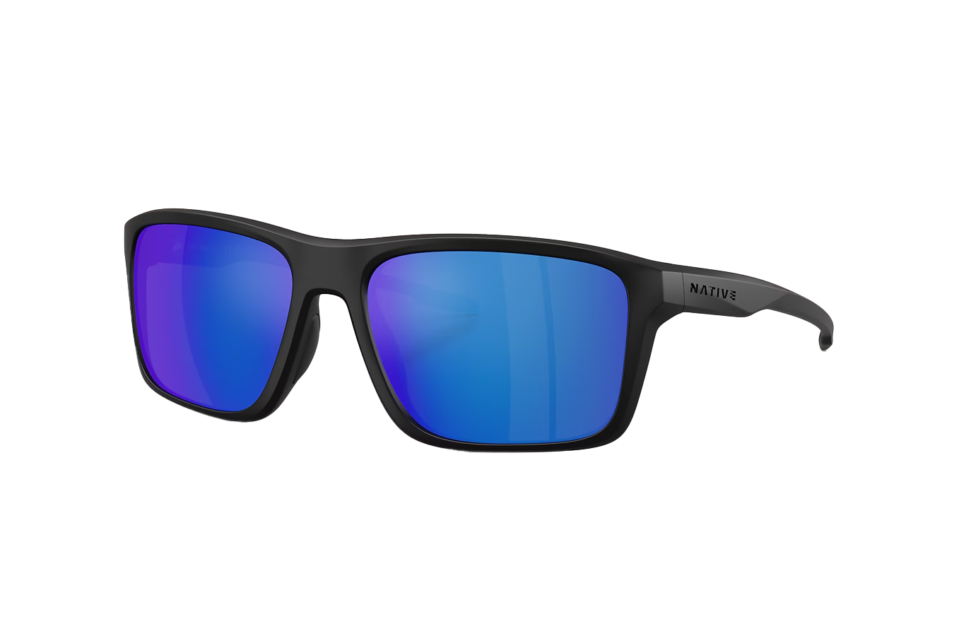 Native Eyewear Tavern Matte Black Frame with Blue Reflex Polarized Lenses