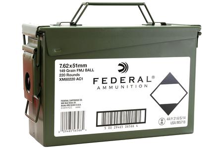 7.62X51MM NATO FMJ BALL 220 RD AMMO CAN