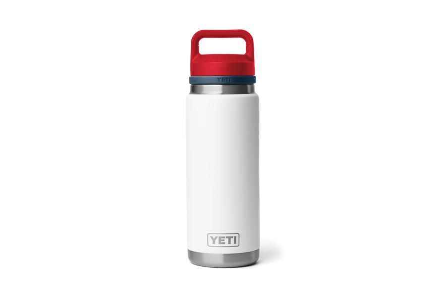 Yeti Coolers Rambler 26 oz Bottle with Chug Cap - White, Navy, Rescue Red