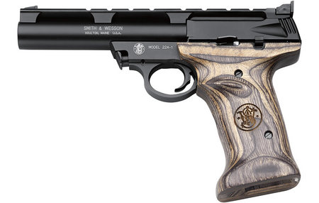 SMITH AND WESSON 22A 22LR 5.5 INCH WITH WOOD TARGET GRIP