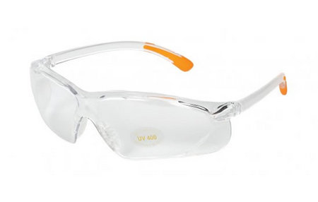 SHOOTING GLASSES CLEAR LENS/ORANGE TIPS