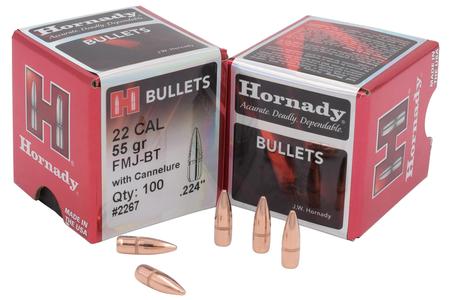 22 CAL .224 55 GR FMJ-BT W/CANNELURE