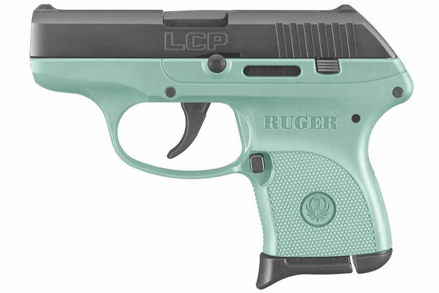 Ruger LCP 380 ACP Centerfire Pistol with Turquoise Cerakote Grip Frame