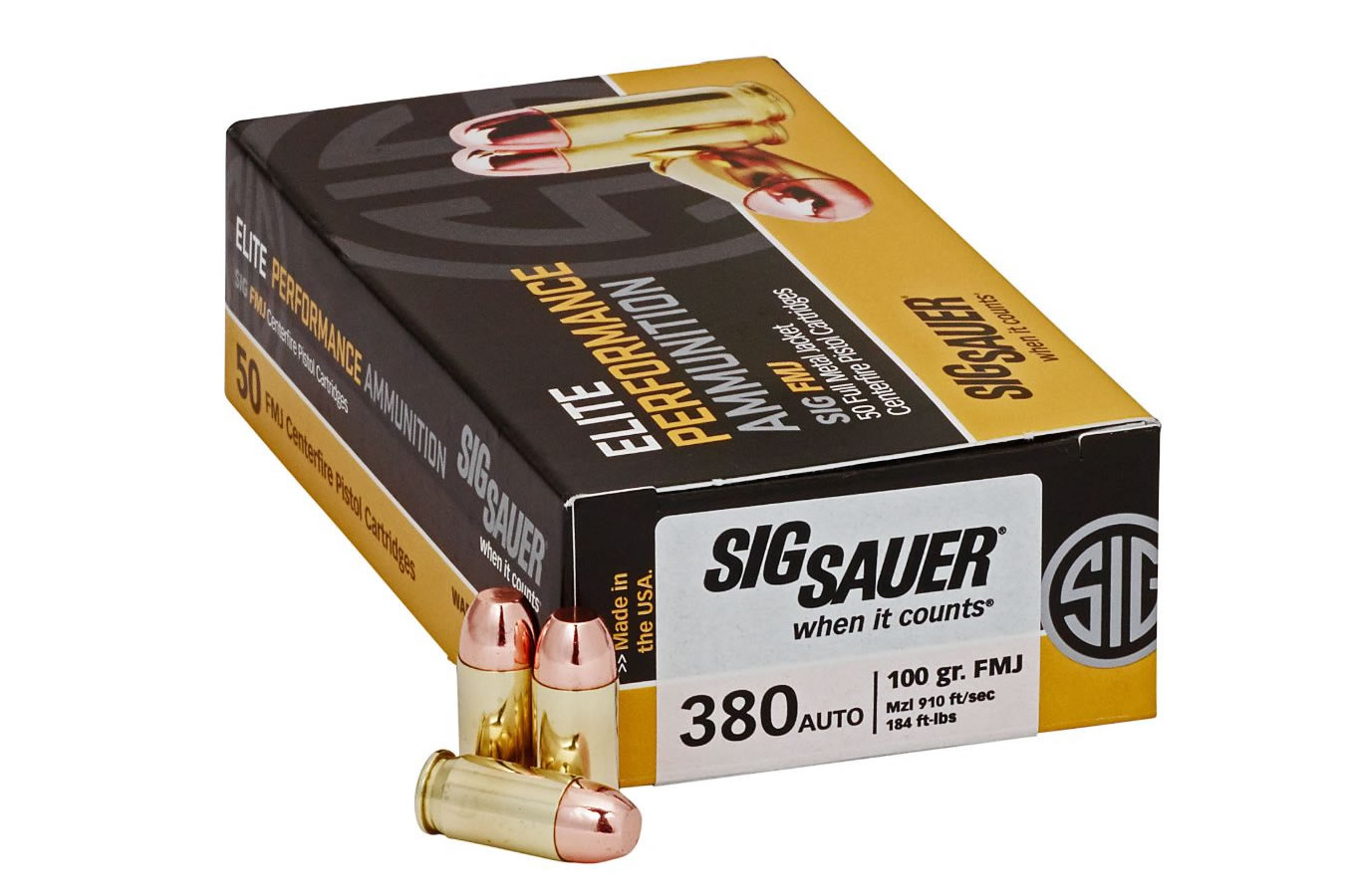 Sig Sauer 380 Auto 100 gr FMJ Elite Performance 50/Box