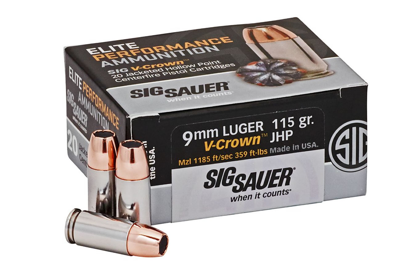 Sig Sauer 9mm Luger 115 gr JHP Elite V-Crown 20/Box