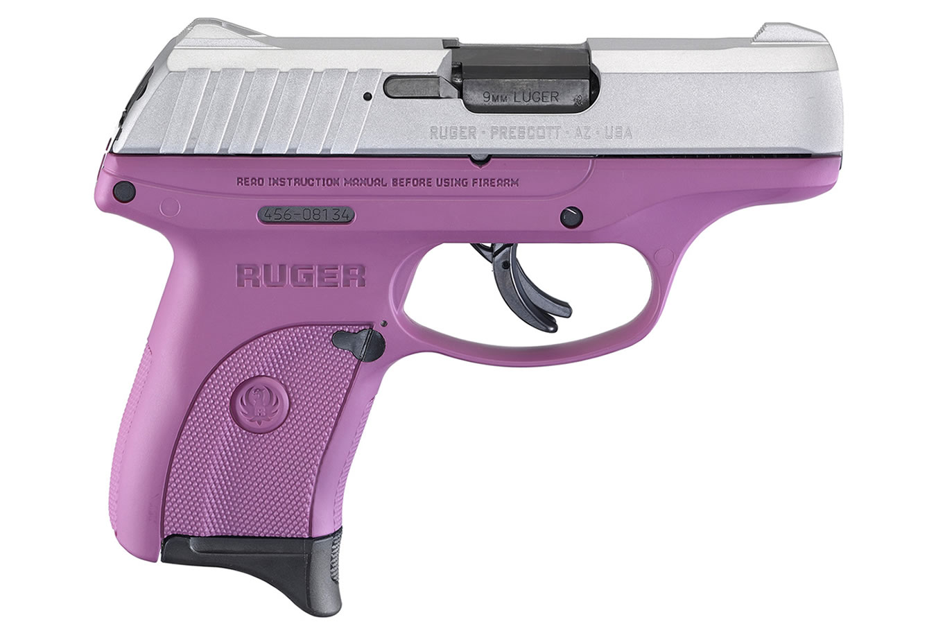 Ruger EC9s 9mm Carry Conceal Pistol with Purple Frame and Aluminum Cerakote Slide