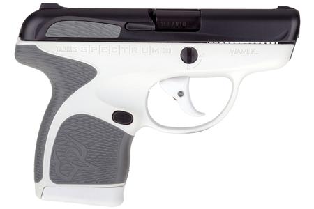 SPECTRUM .380 AUTO WHITE/BLACK PISTOL WITH GRAY GRIPS