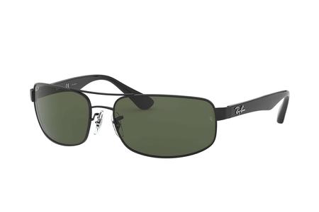 RB 3445 WITH BLACK FRAME AND DARK GREEN POLARIZED LENSES