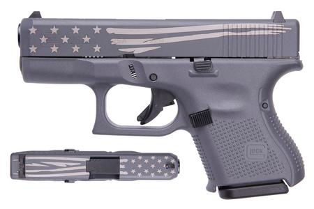 26 GEN5 9MM GRAY LASER ENGRAVED DISTRESSED FLAG