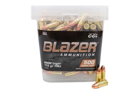 9MM 115 GR FMJ BLAZER BRASS 500 RD BUCKET