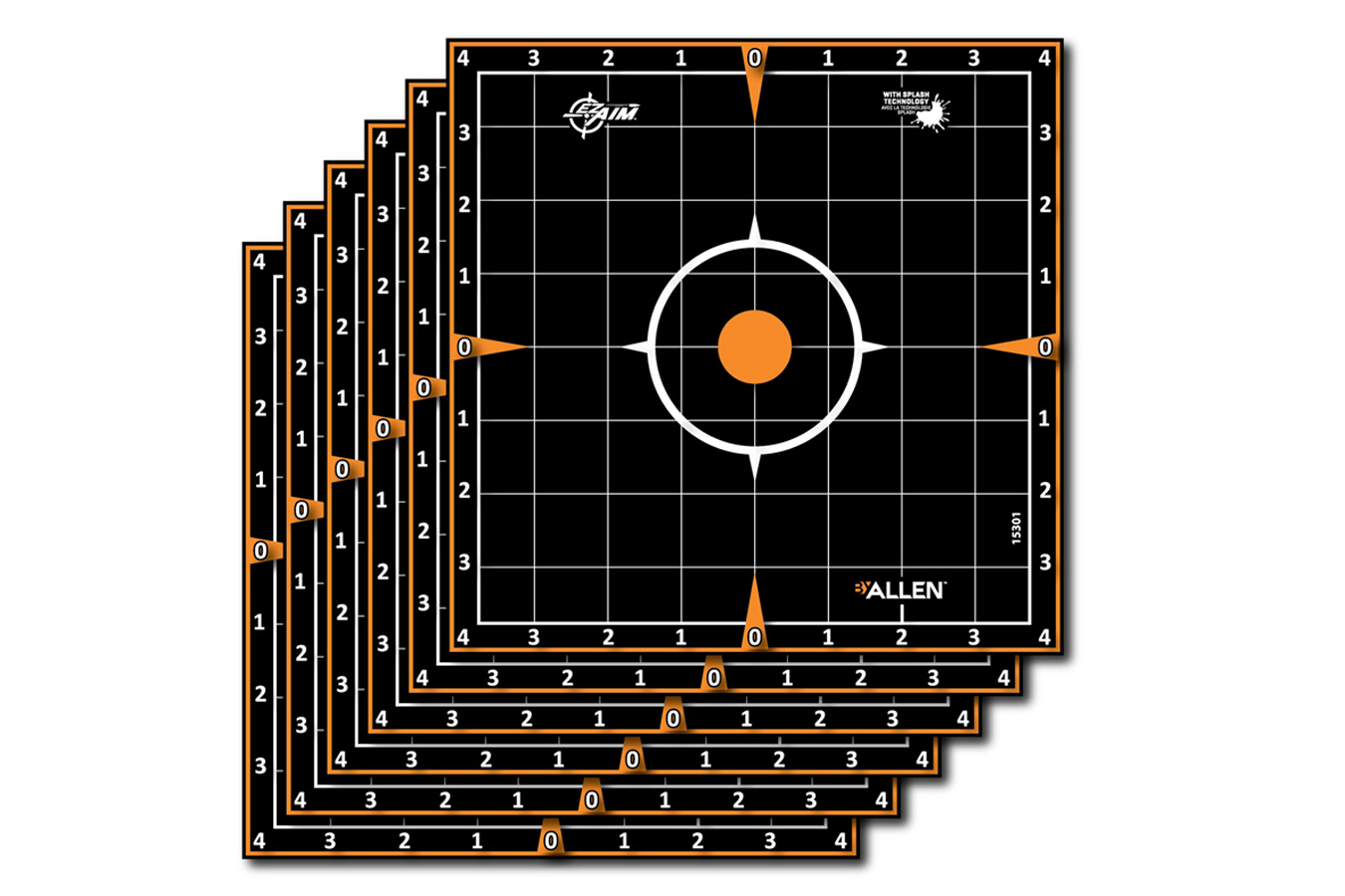 Allen EZ AIM Adhesive Splash Sight-In Grid 8x8, 6-Pack