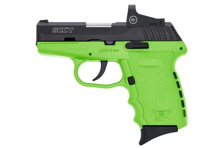 CPX-2 9MM BLACK SLIDE LIME GREEN FRAME RED DOT 