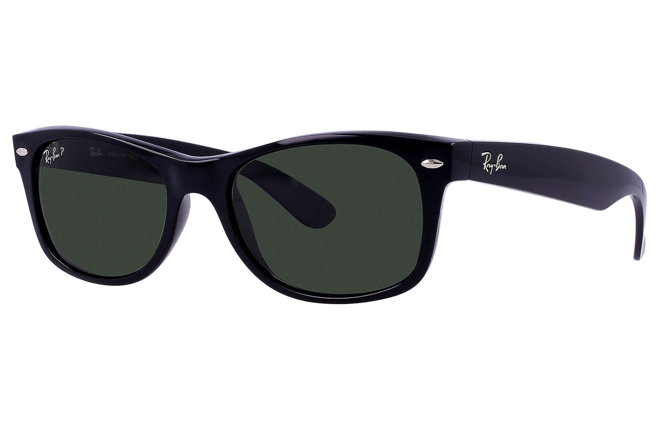 Ray-Ban New Wayfarer Classics with Gloss Black Frame and Green Polarized Lenses